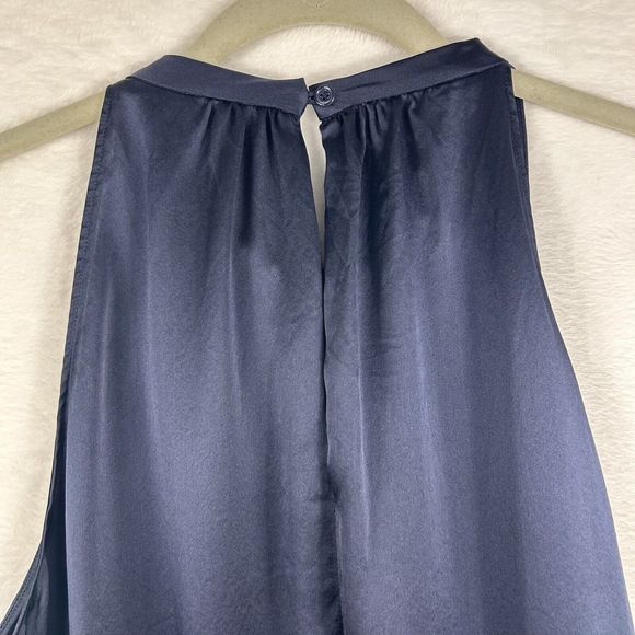 Quince XL Dark Blue  Washable Silk Sleeveless Top Flowy Blouse Quiet Luxury - Picture 4 of 8